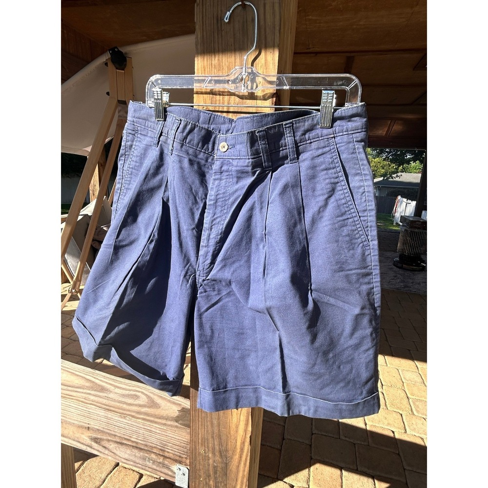 Eddie Bauer Vintage Pleated Chino Shorts Mens 38 Navy Blue Dadcore Preppy Golf